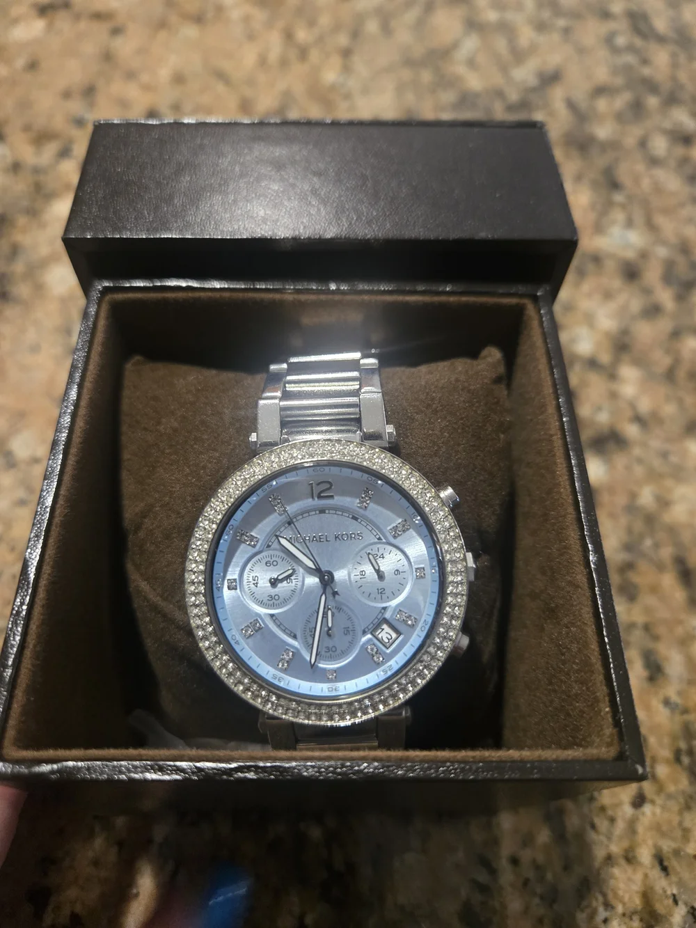 Michael Kors Silver Crystal-Accented Chronograph Watch